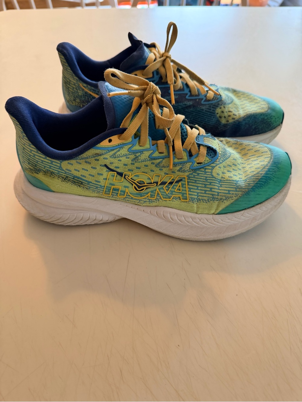 Hoka One One Kids Teal, Yellow & Navy Running Sneakers